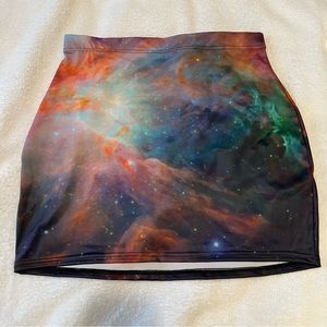 Original blackmilk rainbow galaxy print mini skirt, large raver club